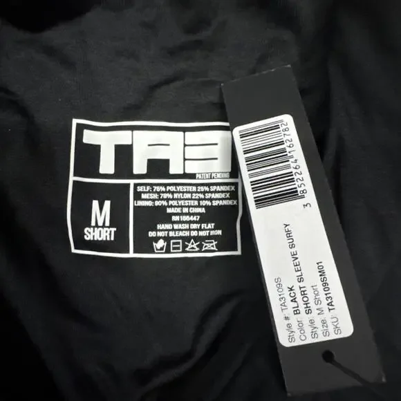 NWT TA3 Short Sleeve Surfy One Piece Corset Swimsuit Black Medium Short - Picture 9 of 11